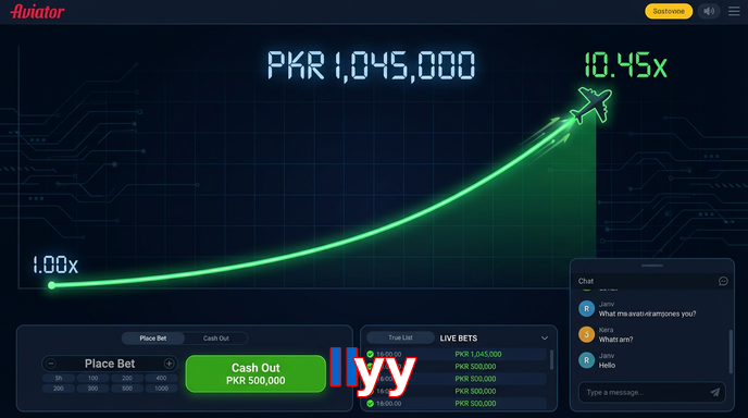 Main screen of Llyy aviator page for PK players